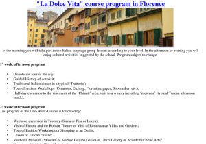 Språkkurs Italien aktivitetsprogram